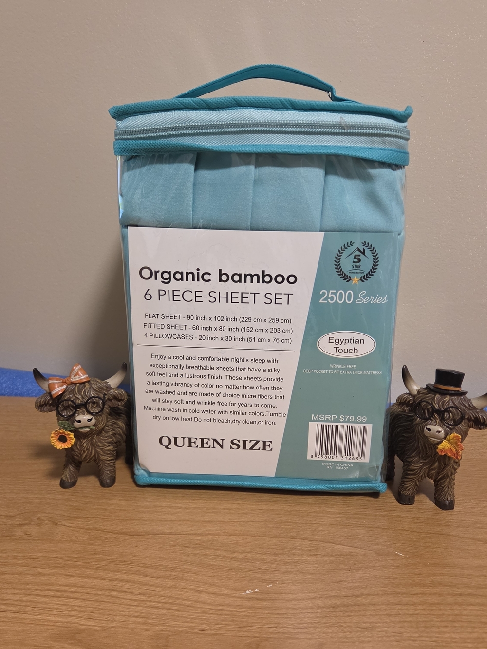 Bamboo Queen Sheet Set - Teal - Picture 3 of 3